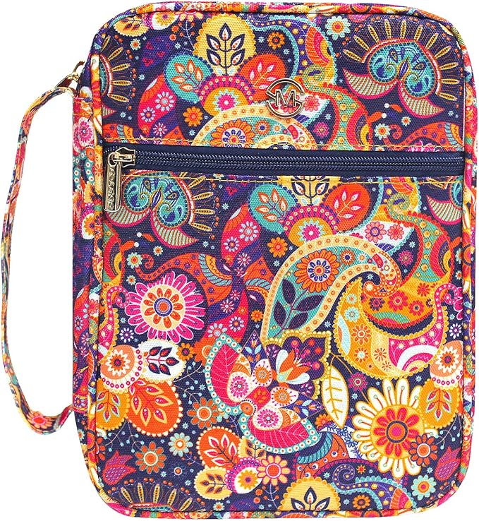 G-LEAF Bible Cover Case/Book Cover, Bible Case for Women Girls, Bible Cover Bags Floral Pattern With Handle Fits for Standard Size Bible, 9.5x6.7x2.5 In