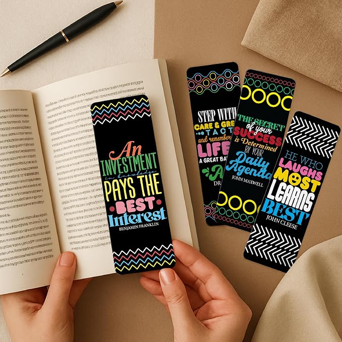 96 Pack Retro Bookmarks for Kids – Colorful Modern Design with Inspirational Quotes – Students and Classroom, School Supplies for Women & Teens