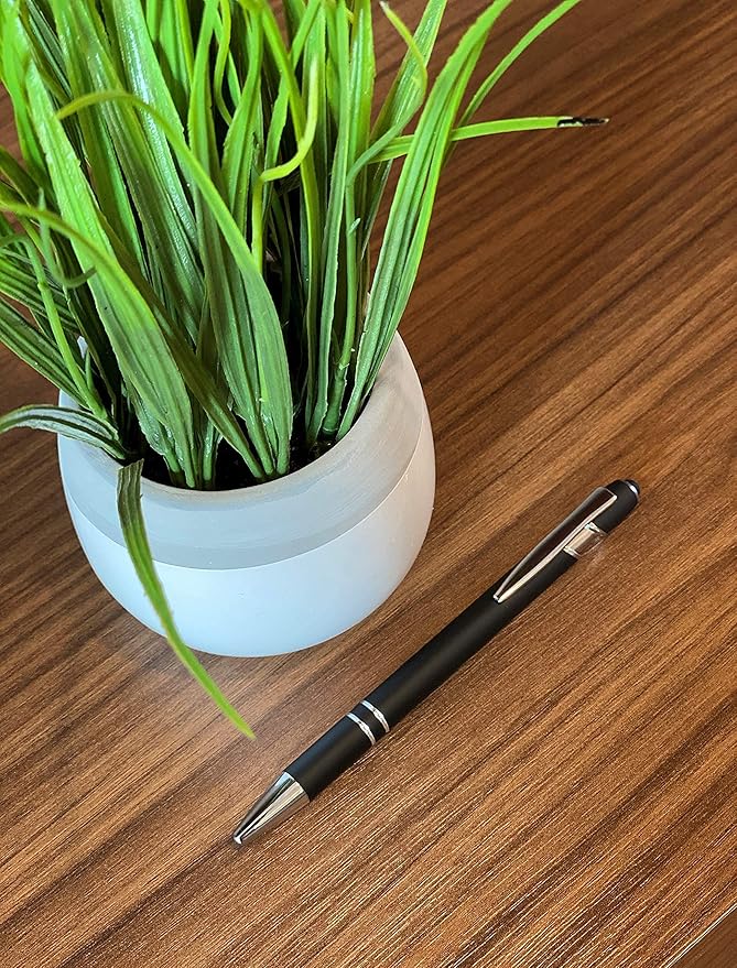 Lenden Pack of 5 Rubberized Comfort Soft Touch 2 in 1 Ballpoint Pen Capacitive Stylus Tip, Premium Metal Medium Point, Black Ink, Compatible with Most Touch Screens (Black)