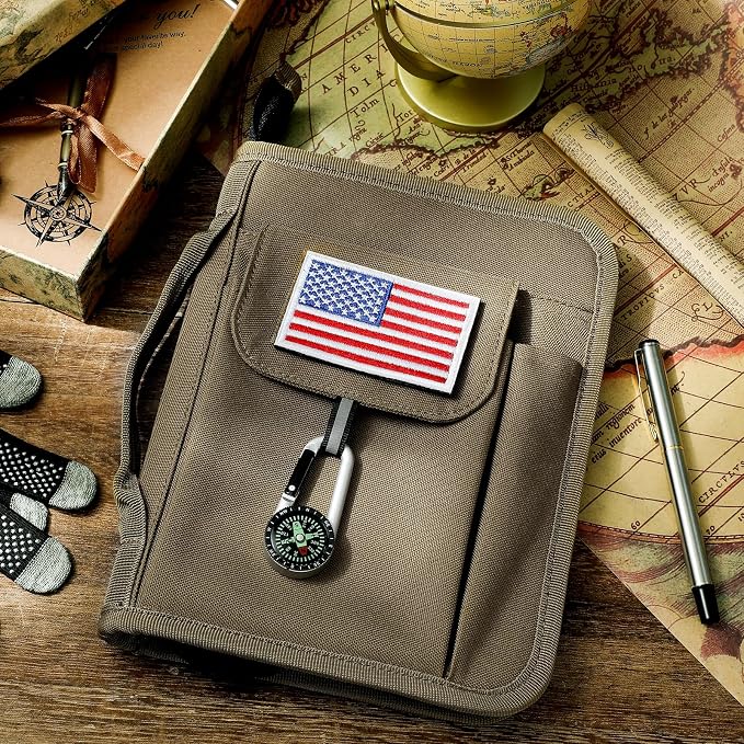 Colarr Handbook Cover Protector Compatible with Boyscouts Handbook with American Flag Patch and Compass Fit 6 x 8 in Book Sleeve Protector Suitable for Boys Girls Hiking Camping Exploring