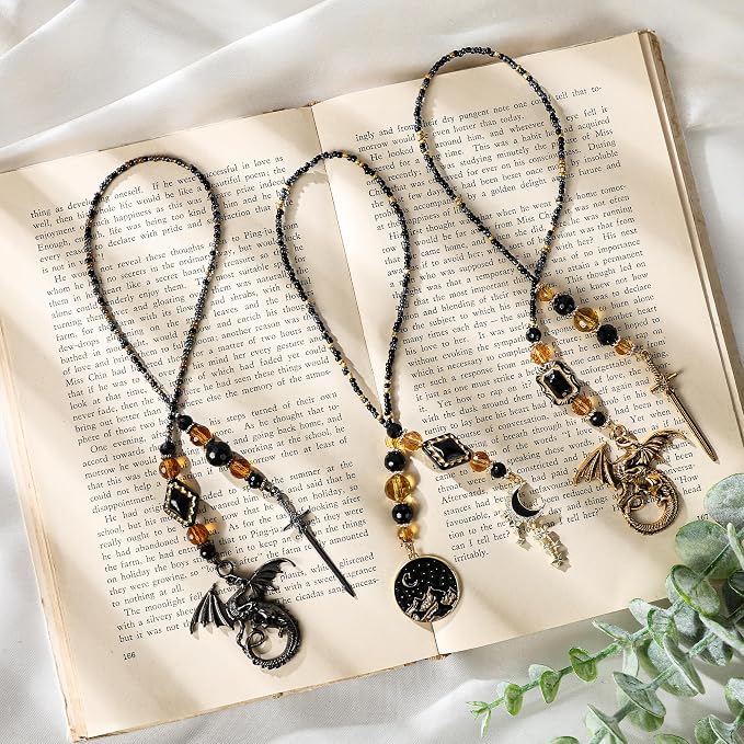 Fantasy Acotar Bookmark Gifts - Inspirational Moon Star Beaded Bookmarks for Women Men Book Lovers Crystal Bead Chain Page Marks School Reading Accessories Bookish Gift for Birthday Christmas