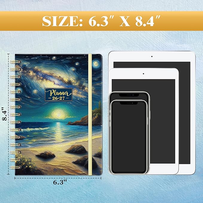 2026-2027 Planner - 8.4"x 6.3" Planner Weekly and Monthly 2026-2027, from JULY 2026 to JUNE 2027, Academic Planners 26-27with Tabs, Twin-Wire Binding, Inner Pocket, Thick Paper - Dreaming Sea