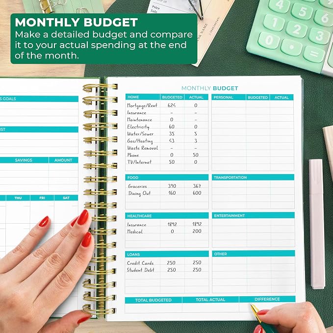 Clever Fox Budget Planner & Monthly Bill Organizer With Pockets. Expense Tracker, Budgeting Journal & Financial Book. Large, 8x9.5" (Dark Green)