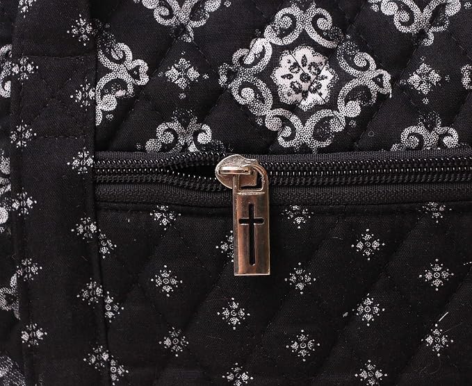 DIWI Quilted Bible Cover Large Sizes 10 X 7 X 2.75 Inches Bible Tote Good Book Case (L, C2 Deep Night)