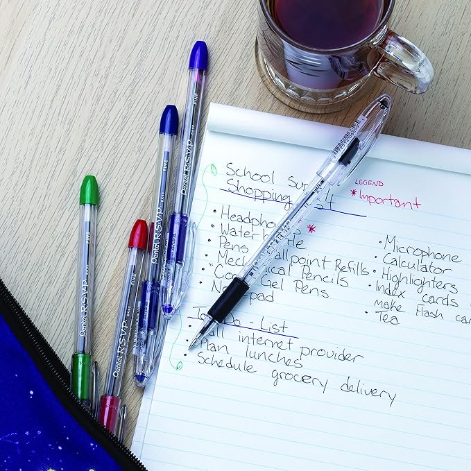 Pentel RSVP Ballpoint Pen, (0.7mm) Fine Line, Blue Ink, Box of 12 (BK90-C)