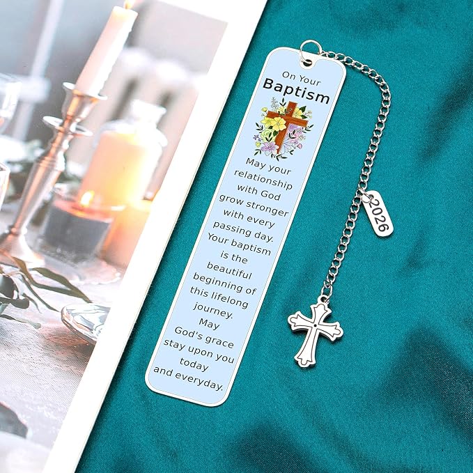 Baptism Gifts for Boys Girl Baptism Gifts for Men Women Youth from Godparent Catholic LDS Christening Gift Christian Faith Cross Bookmark for Baptized Keepsake Baptism Gift Idea Baptism Party Favors