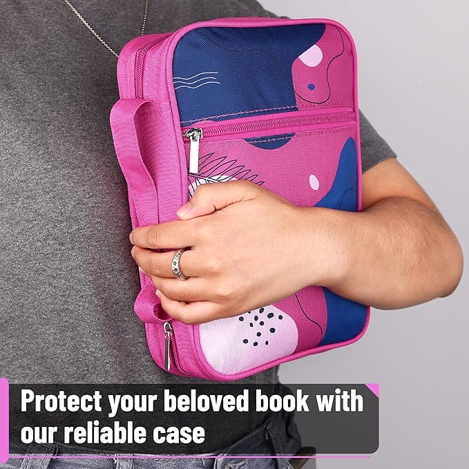 Mr. Pen- Bible Cover Case, Carrying Book Case with Durable Handle and Zippered Pocket, Bible Protective Church Bag for Men & Women, Christian Gifts, Pink Style