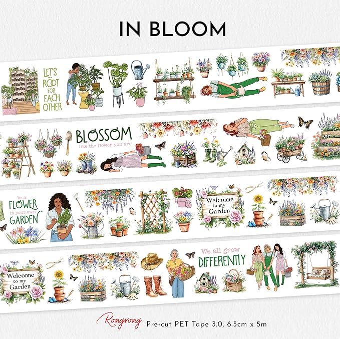 in Bloom Planning Kit Bundle – Spring Monthly Planner Kit with Functional & Decorative Pages, Vellum, Scrapbooking Papers, PET Tape 3.0 & Pen for Creative Planning & Journaling