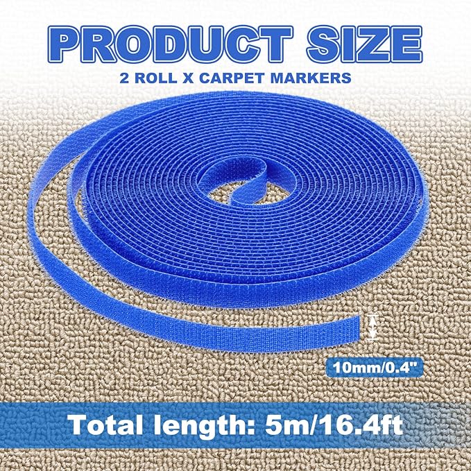 PATIKIL Carpet Marker Strips 0.4 Inch x 16.4 Ft, 2 Roll Floor Markers Nylon Strip Floor Marking Tape for Classroom Rug Teacher Supplies, Blue