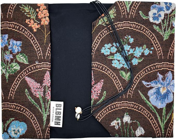 BLBMH 6x9 Bible Book Cover for Women, Non-Stretch Fabric Protector for Paperback, Soft Cloth Sleeve with Bookmark for Journals Notebooks | Privacy Reading Gift - WD Flower Brown