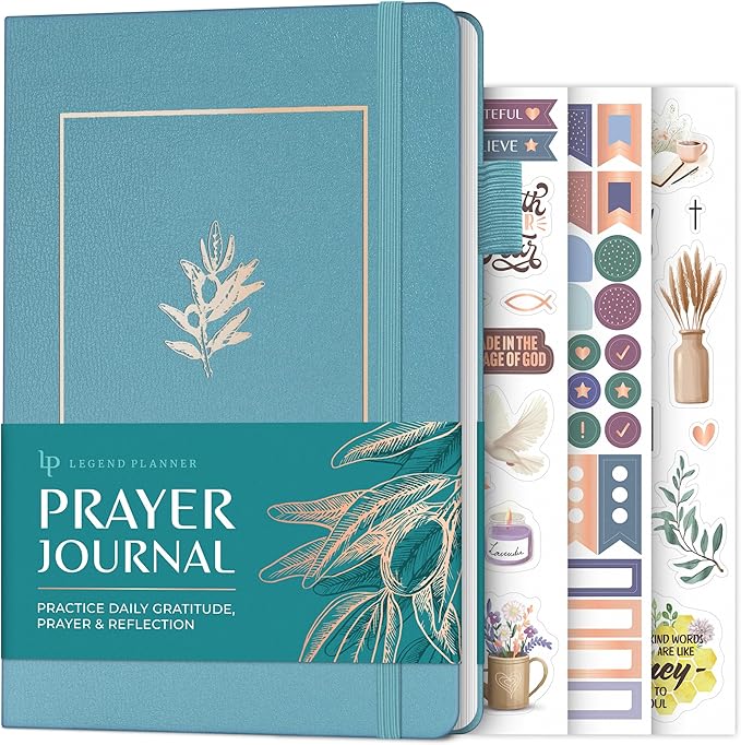 Legend Prayer Journal for Women & Men – Daily Devotional Notebook – Bible Study Supplies & Accessories – Faith Based Gifts – Religious Planner & Spiritual Gods Book, 5.8 x 8.3" (Aquamarine)