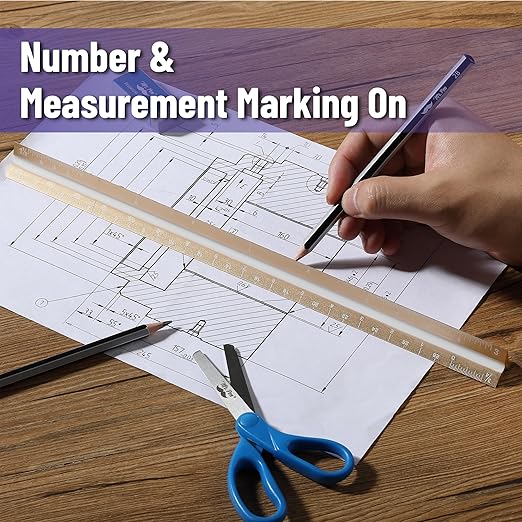 Mr. Pen- Architectural Scale Ruler, 12 inch, Gold, Aluminum Scale Ruler for Blueprints