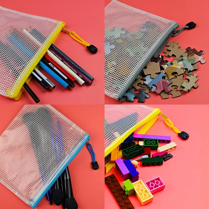 Niziting-18 Pcs,8"x 10",Mesh Zipper Pouch Document Folders Bag Zipper Zip File Folders for Office Supplies, Travel,Organizing Storage (8x10 Inches,Black)