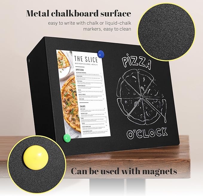 Metal Chalkboard Sign 11 x 17 inches - Food Signs for Party Buffet, Mini Chalkboard Sign, Food Display Card, Kitchen Tabletop Chalkboards, Small Standing Menu Boards for Wedding