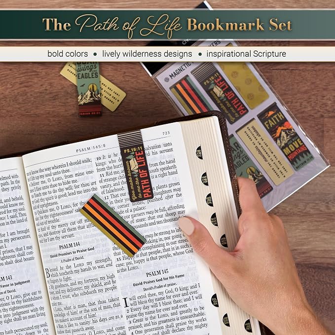 Christian Art Gifts Magnetic Scripture Bookmark/Pagemarker Set for Men & Women: Scenic Mountains - Set of 6 w/Inspirational Scripture for Bibles, Fridges, Books, Multicolor Outdoor Theme, Small