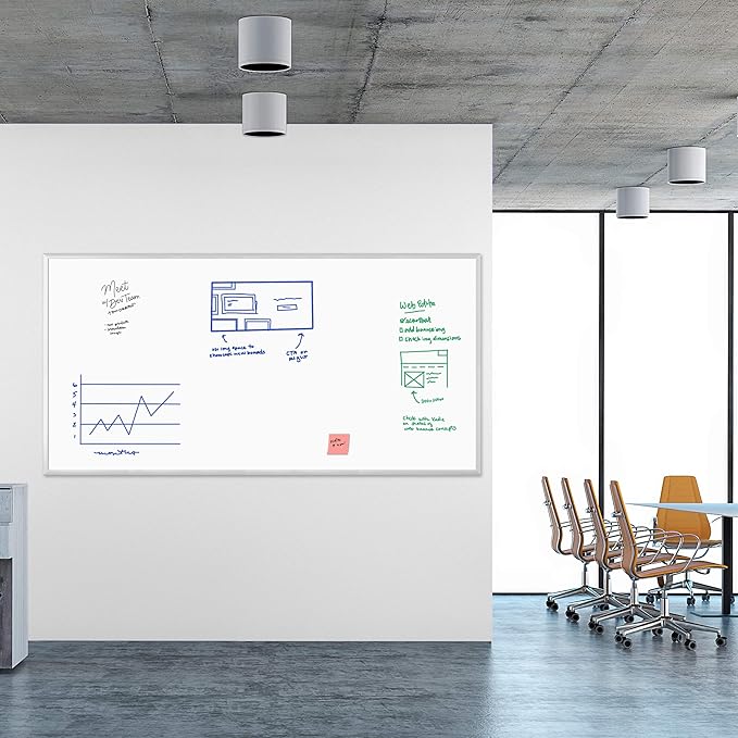 U Brands Melamine Dry Erase Board White Board, 96" x 48" Inches, Silver Aluminum Frame