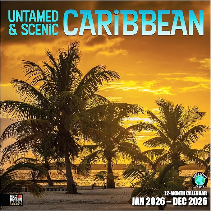 RED EMBER Select - Untamed & Scenic Caribbean 2026 Wall Calendar 12 Month | 12" x 24" Open | Thick & Sturdy Paper | Giftable | Tropical Islands Nature Travel Beach Calendar 2026