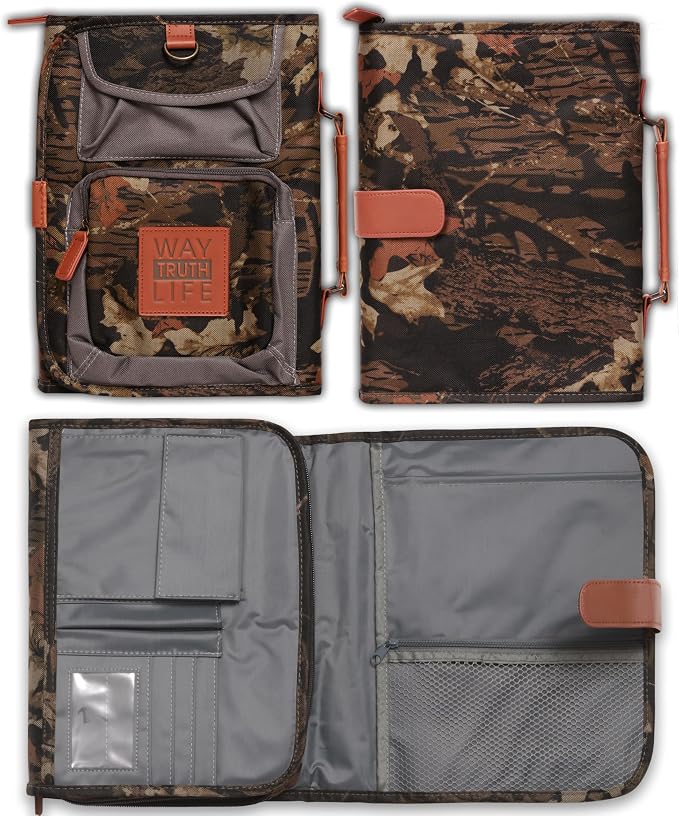 Tri-Fold Realtree Camo Bible / Book Organizer w/"Way-Truth-Life" Badge (Medium)