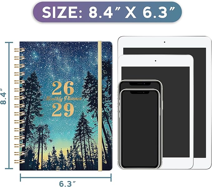 2026-2029 Monthly Planner - Monthly Planner 2026-2029 from July 2026 - June 2029, 3 Year Planner with Tabs and Pocket, 8.5" x 6.4"
