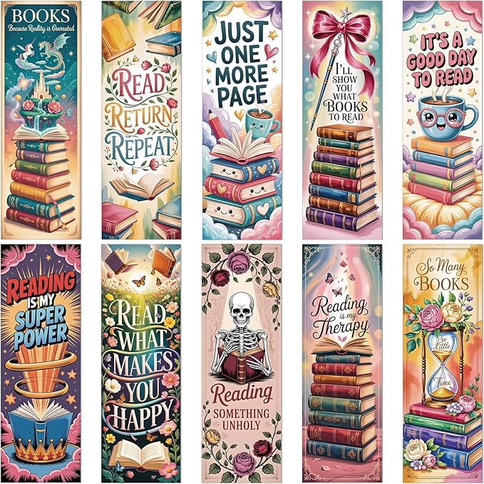 Book Lover Bookmarks Gifts - 100 Pcs Vintage Reading Bookmark Retro Floral Reader Double-Sided Page Markers Clips Book Mark for Women Men Student Teacher Bookish Bookworm Party Supplies