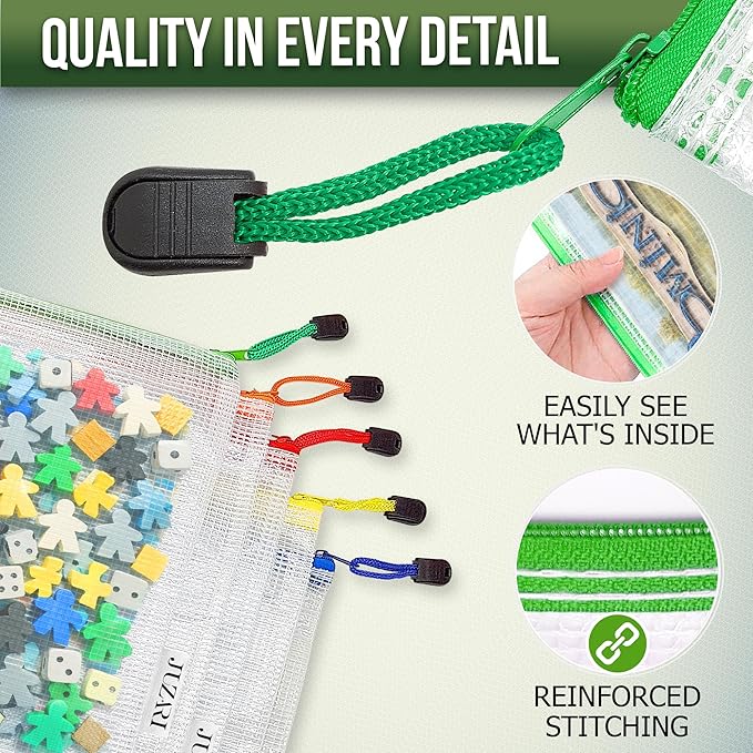 5 Pack Mesh Zipper Pouch Bags 10x14 inch - Plastic Zipper Pouches for Organizing - Document Bags with Zippered - Letter Size Zippered Pouch - Document Pouches Clear Zip Bags - Mesh Storage Bags