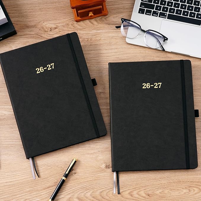 2026-2027 Planner - Weekly and Monthly Planner 2026-2027, Jul.2026 - Jun.2027, 9" x 11", 26-27 Calendar Planner with Inner Pocket + Bookmarks+ Leather Hardcover, Black