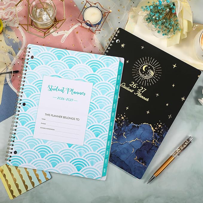 Student Planner 2026-2027 - School Planner 2026-2027 from Jul 2026 - Jun 2027, 9’’ × 11’’, Academic Weekly Lesson Calendar with 12 Monthly Tabs, Twin-Wire Binding, Stickers, Perfect Organizer