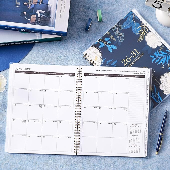 2026-2031 Monthly Planner - 5 Year Planner/Calendar 2026-2031, 11" x 9", 2026 Calendar Planner, Jul 2026 - Jun 2031, Tabs, Back Pocket, Holidays, Twin-Wire Binding, Note Pages