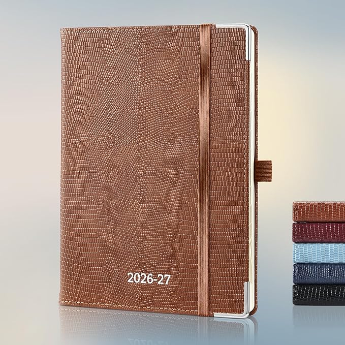 Planner 2026-2027 Weekly & Monthly Planner, 18 Month Academic Calendar July 2026 – Dec 2027, Horizontal Layout with Monthly Tabs, Hardcover Business Agenda Organizer, Brown