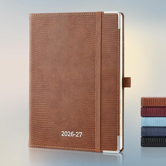 Planner 2026-2027 Weekly & Monthly Planner with Hourly Time Slots, 18 Month Academic Calendar July 2026 – Dec 2027, Vertical Layout, Monthly Tabs, Hardcover Business Agenda, Brown