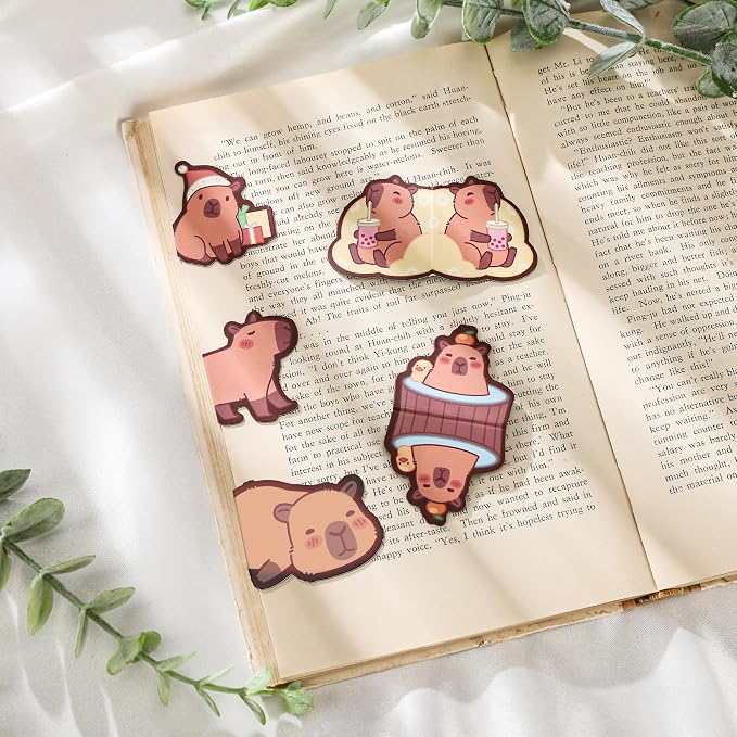 Capybara Magnetic Bookmarks Gifts - 8 Pcs Cute Animals Bookmark for Women Book Lovers Students Funny Page Clips Office Reading Accessories Bookworms Gift for Birthday Christmas