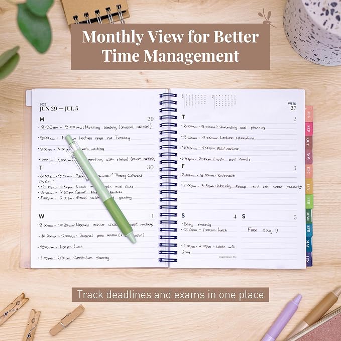 Rileys Academic Planner 2026-2027, Daily, Weekly & Monthly Planner, July 2026 - June 2027, Student Notes Pages, Twin-Wire Binding, Weekly Agenda for School & Work (8 x 6-Inches, Geographic, Blue)