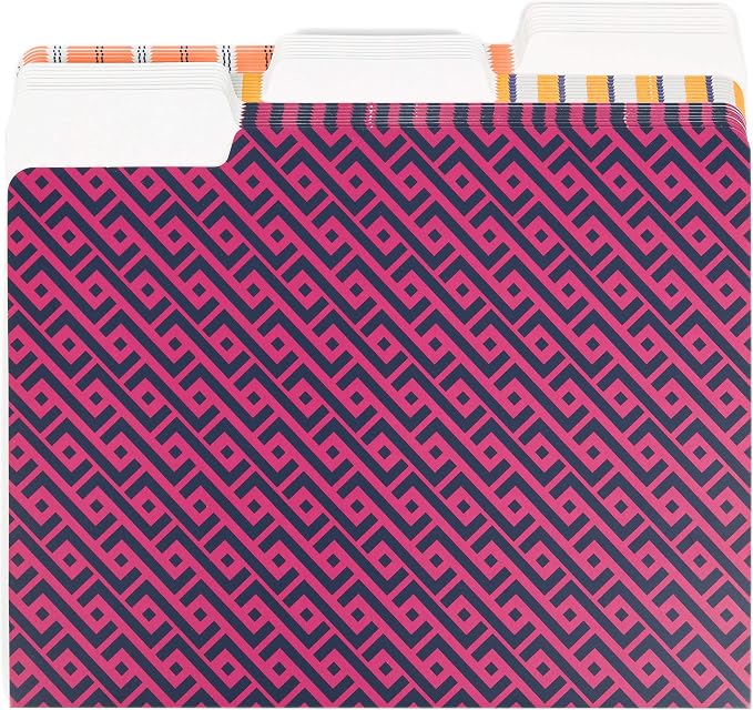 U Brands 3 Tab File Folders, Vintage Geo, 24 Count