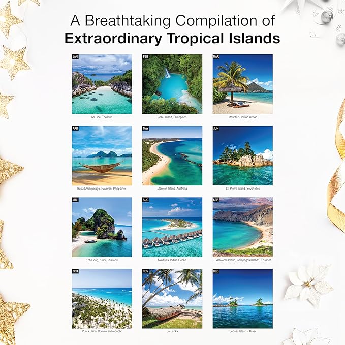 RED EMBER Select - Untamed & Scenic Tropical Islands 2026 Wall Calendar 12 Month | 12" x 24" Open | Thick & Sturdy Paper | Giftable | Ocean Nature Travel Beach Calendar 2026