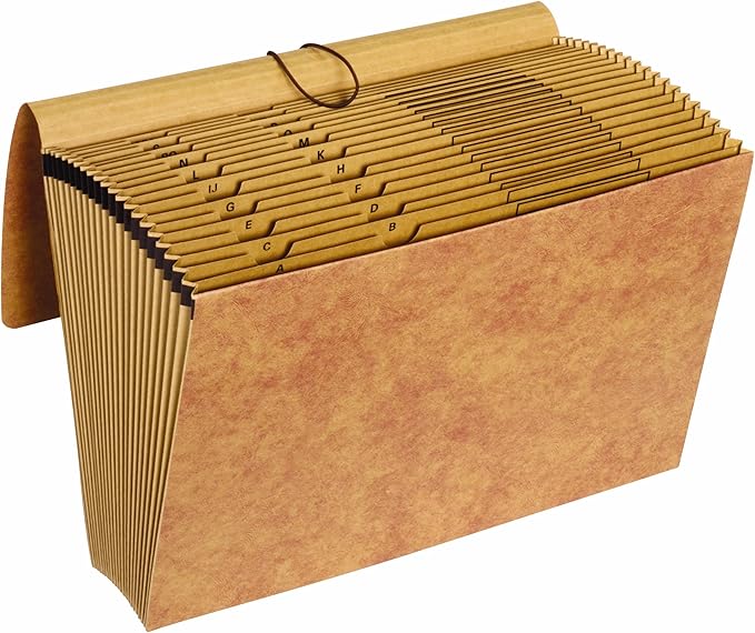 Globe-Weis Globe Weis Pendaflex Kraft Expanding File with Flap and Elastic Closure, 21 Pockets, A-Z Index, Legal Size, (1819AE),Brown (Pack of 10)