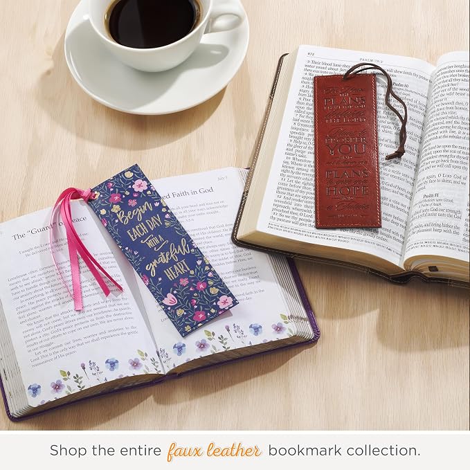 Christian Art Gifts Premium Vegan Leather Scripture Bookmark for Men: I Know The Plans - Jeremiah 29:11 Inspirational Bible Verse, Heat-Debossed, Faith-Based Reading Accessory, Brown with Cord Tassel