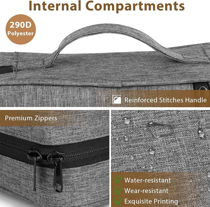 Bible Cover with Durable Handle, Carrying Book Case Church Bag Bible, Protective with Zippered Pocket, Bible Study Accessories Supplies, Book Protector for Book Lovers, Grey