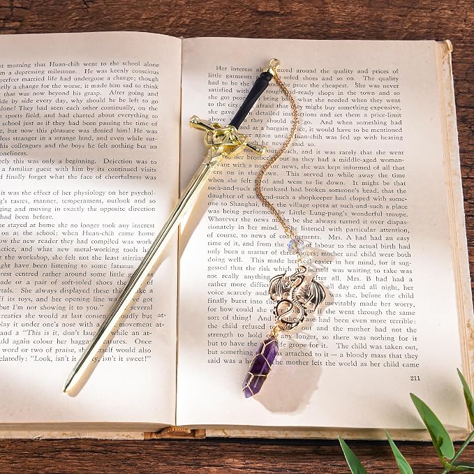 Dragon Sword Bookmark Gift - Fantasy Fourth Wing Book Mark for Reading Novel Lovers Men Boys Funny Cool Unique Metal Page Markers for Reader Birthday Students Teacher School Accessories