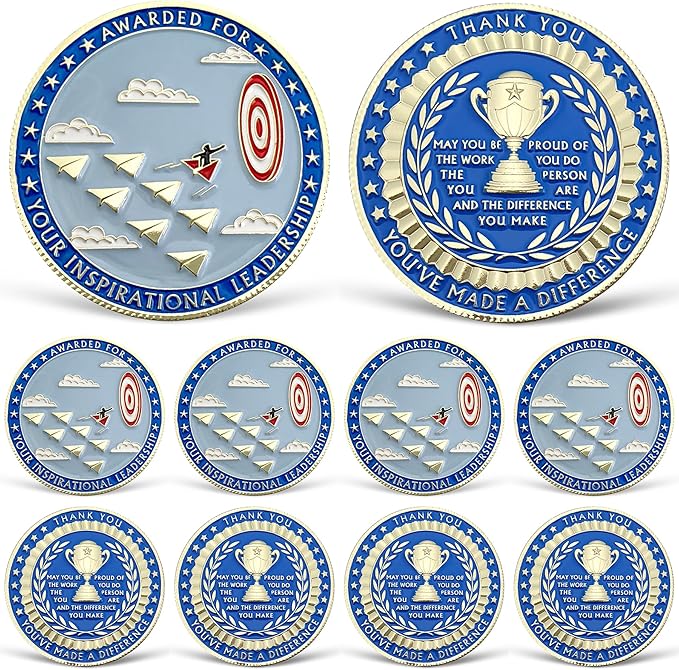 10 Pcs Appreciation Coins Set Leadership Awards Recognition Coins for Coworkers Employee Appreciation Gifts Inspirational Thank You Coins for Staff Motivational Office Supplies