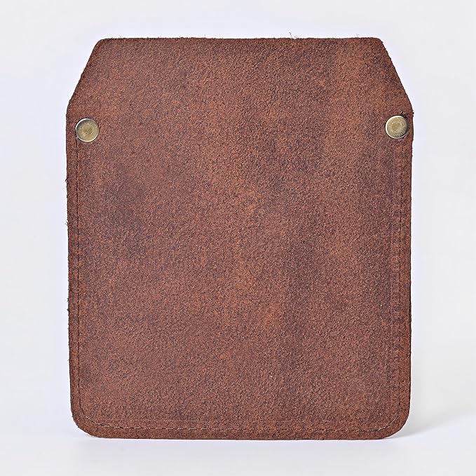 Large Pocket Protector Genuine Dark Brown Buffalo Leather Pen Holder Pouch Organizer for Shirts, Lab Coats, Pants - Multi-Purpose - Holds Pens, Pencils, tools and Notes for School, Office