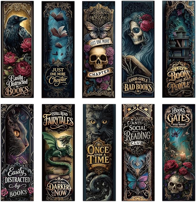 100PCS Dark Academia Bookmarks Bulk, Gothic Witchy Horror Book Marks for Reading, Paper Book Marker Clips for Women Men Halloween Christmas Book Club Gifts School Office Supplies