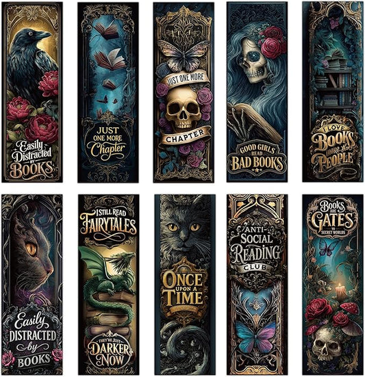100PCS Dark Academia Bookmarks Bulk, Gothic Witchy Horror Book Marks for Reading, Paper Book Marker Clips for Women Men Halloween Christmas Book Club Gifts School Office Supplies