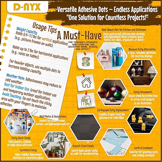 Double Sided Tape Sticky Dot Stickers 280, 350, 450, 550 or 700 Pack Removable Putty No Trace Clear Sticky Tack Waterproof Small Stickers for Festival Decoration Picture (450 Sticky Dots)