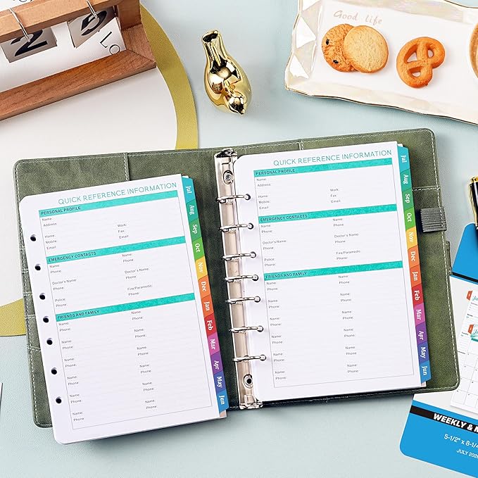2026-2027 Planner Refills - A5 Planner Inserts with 7-Hole Punched, JUL 2026 - JUN 2027, 5-1/2" x 8-1/2", Planner Refills 2026-2027, A5 Binder Inserts, Weekly Monthly Planner 26-27 with Colorful Tabs