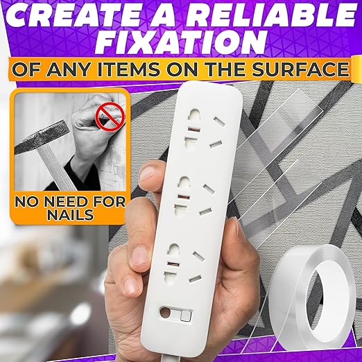 Heavy Duty Double Sided Tape – Clear Two Sided Tape Heavy Duty 9.84 Ft × 1.2" Wide – Weather Resistant Adhesive for Plastic, Wood, Glass, Metal & Marble, Suitable for Arts, Crafts & Gift Wrapping