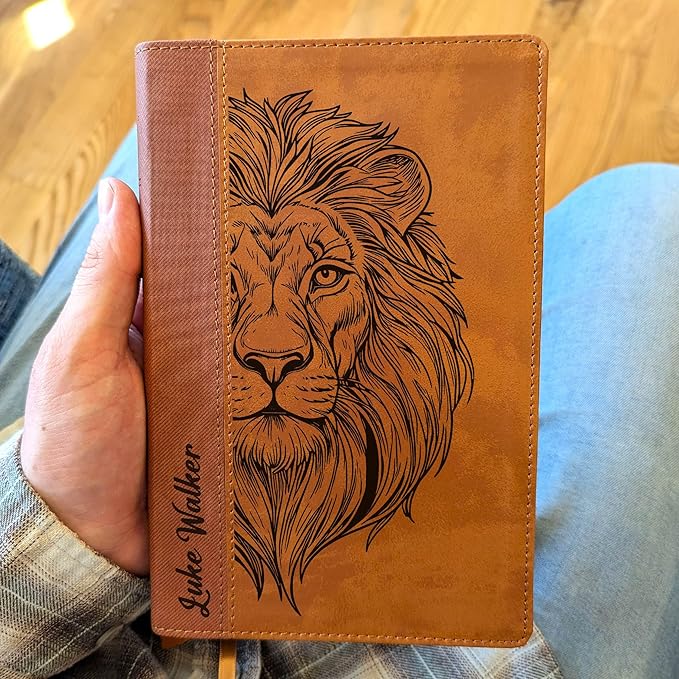 Farm and Posh Personalized NIV Personal Bible with Crown of Thorns | Large Print (Brown Lion Front)