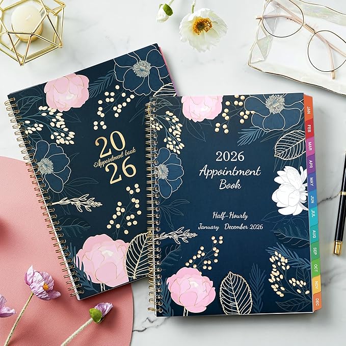 2026 Appointment Book - January 2026 - December 2026, Weekly Appointment Book 2026, 9"x11", 2026 Hourly Planner with 30-Minute Interval, Colorful Monthly Tabs, Back Pocket