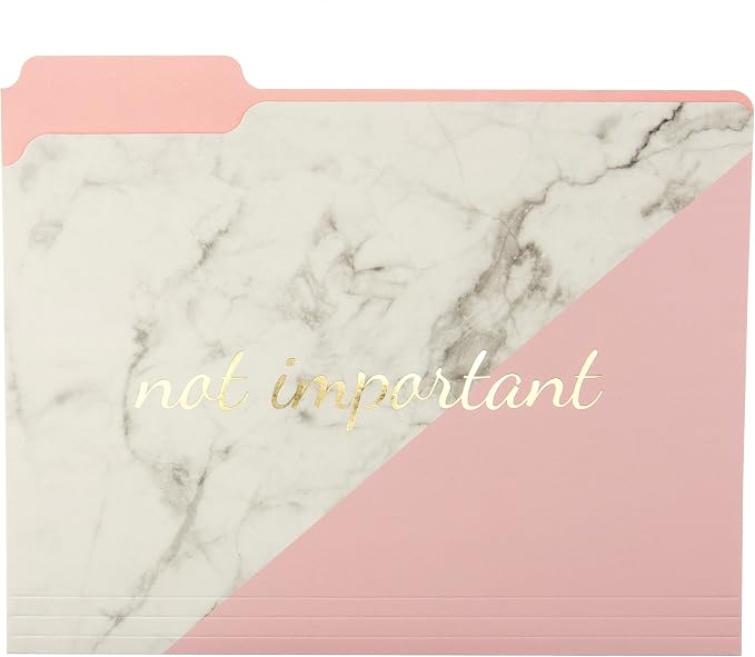 Graphique Blush Marble File Folder Set – File Set Includes 9 Folders and 3 Unique "Important" Designs, Embellished w/ Gold Foil on Durable Triple-Scored Coated Cardstock, 11.75" x 9.5"