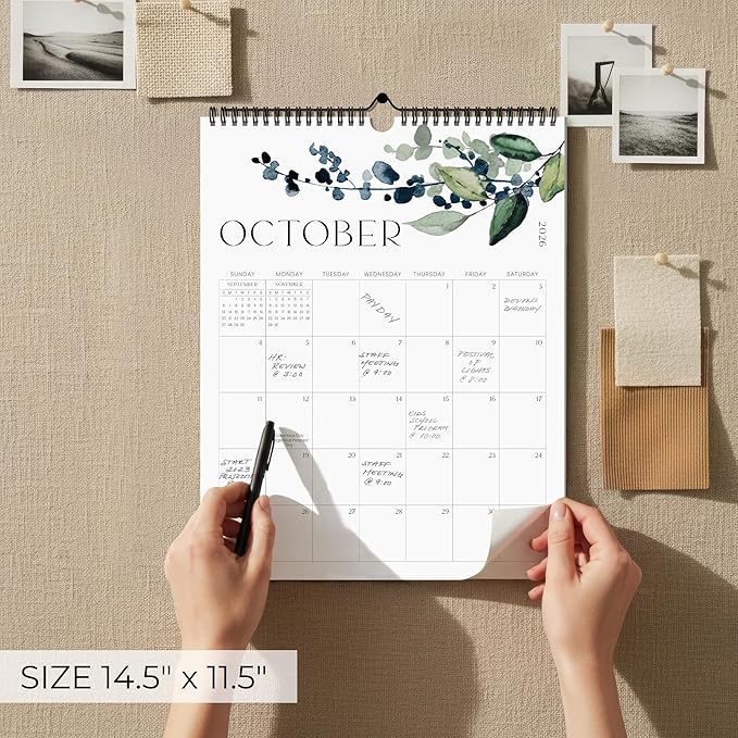 Aesthetic 2026-2027 Wall Calendar - Runs from January 2026 Until July 2027 - The Perfect Large Modern Greenery Calendar Planner for Easy Organizing
