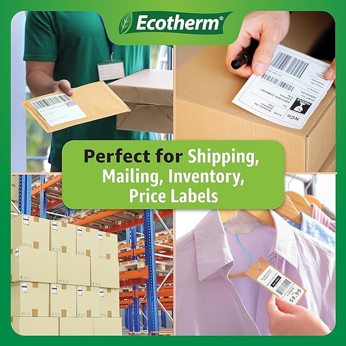 1" x 3" Thermal Labels | 6 Rolls | 5040 Labels | fits Zebra, Godex, Arkscan, iDPRT, Offnova Thermal Label Printers and More | Blank White Adhesive Stickers by Ecotherm